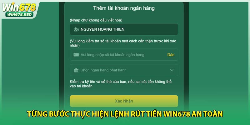 Từng bước thực hiện lệnh rút tiền Win678 an toàn
